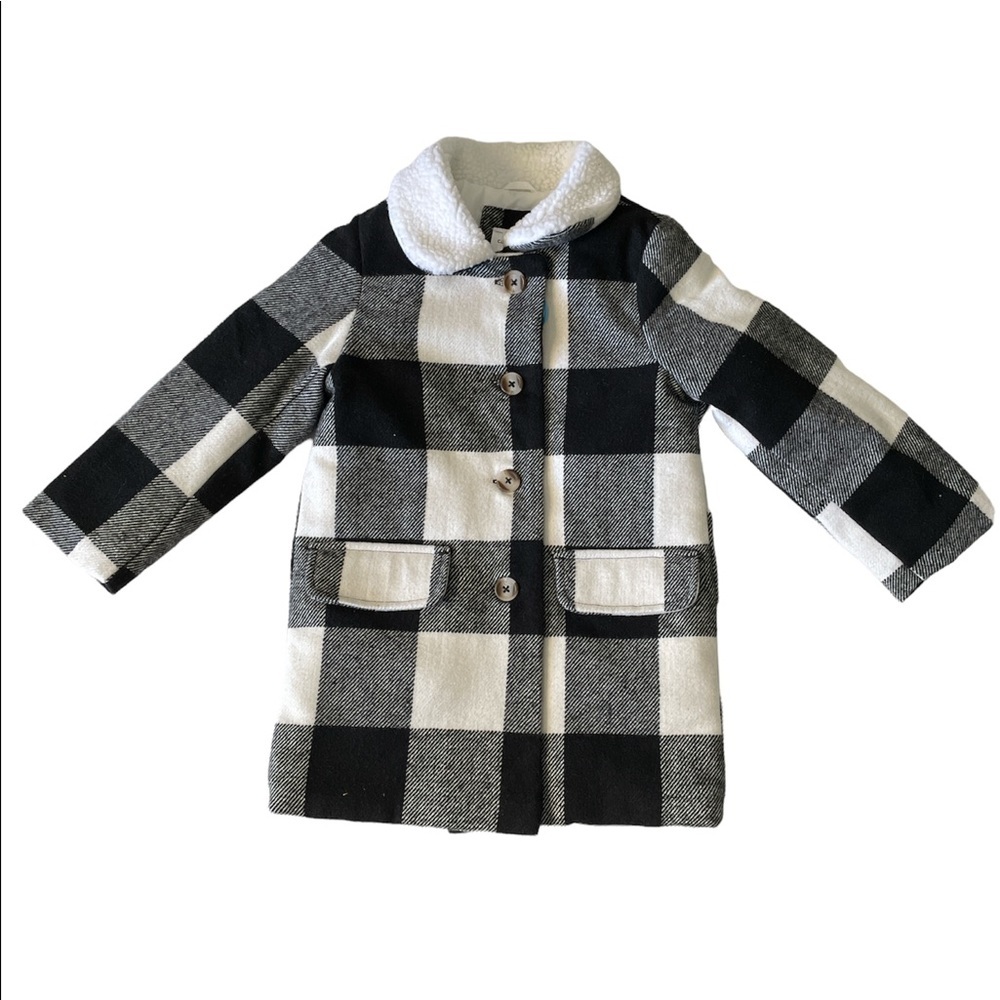Carter's Little Girls' Toddler Plaid Faux Fur Jacket (4T, Black Plaid)